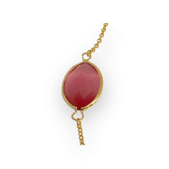 new Rivka Friedman ๐  Pink Cat's Eye Gemstone Necklace ๐  Satin Finish Gold ๐  - Picture 5 of 16